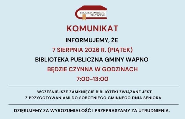 Zdjęcie KOMUNIKAT 7 SIERPNIA 2026 R.