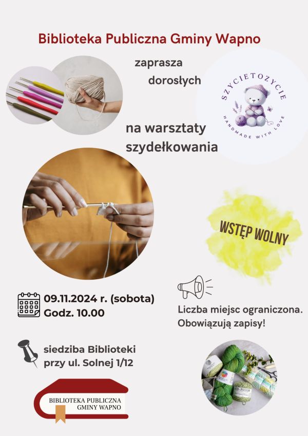 Zdjęcie Zapraszamy - Warsztaty szydełkowania dla dorosłych w listopadzie